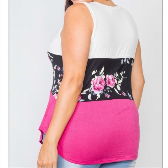 Women’s Plus size sleeveless rose top 1X - Picture 4 of 4